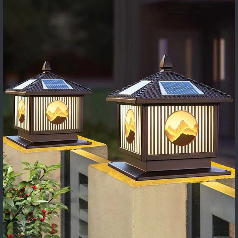 Modern Art Deco Waterproof Solar Aluminum Glass Square LED Landscape Lighting Outdoor Light For Garden