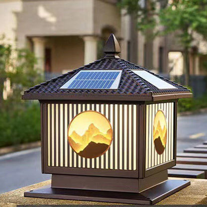 Modern Art Deco Waterproof Solar Aluminum Glass Square LED Landscape Lighting Outdoor Light For Garden
