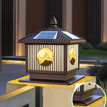 Modern Art Deco Waterproof Solar Aluminum Glass Square LED Landscape Lighting Outdoor Light For Garden