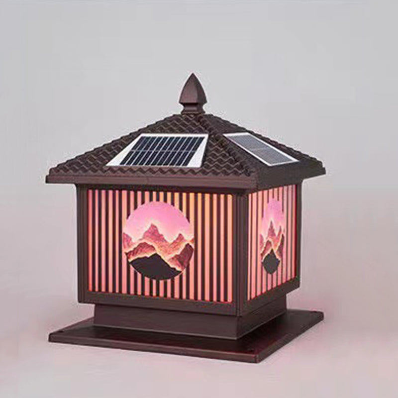 Modern Art Deco Waterproof Solar Aluminum Glass Square LED Landscape Lighting Outdoor Light For Garden