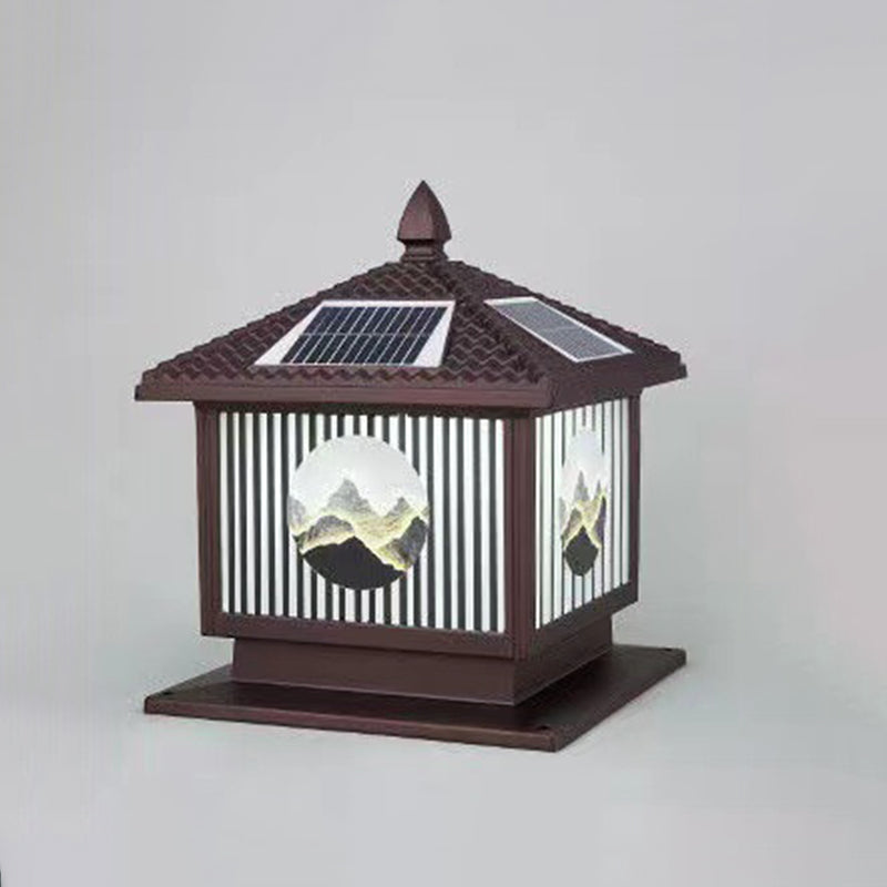 Modern Art Deco Waterproof Solar Aluminum Glass Square LED Landscape Lighting Outdoor Light For Garden