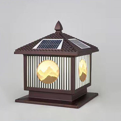 Modern Art Deco Waterproof Solar Aluminum Glass Square LED Landscape Lighting Outdoor Light For Garden