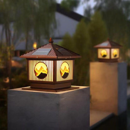 Modern Art Deco Waterproof Solar Aluminum Glass Square LED Landscape Lighting Outdoor Light For Garden