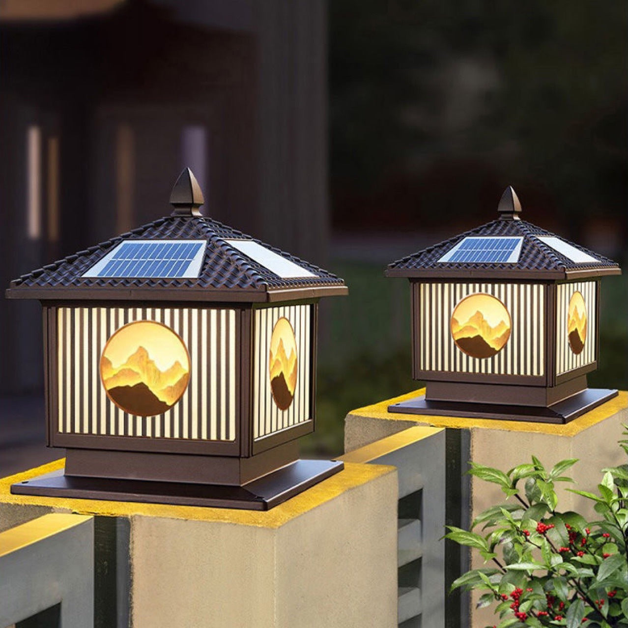 Modern Art Deco Waterproof Solar Aluminum Glass Square LED Landscape Lighting Outdoor Light For Garden