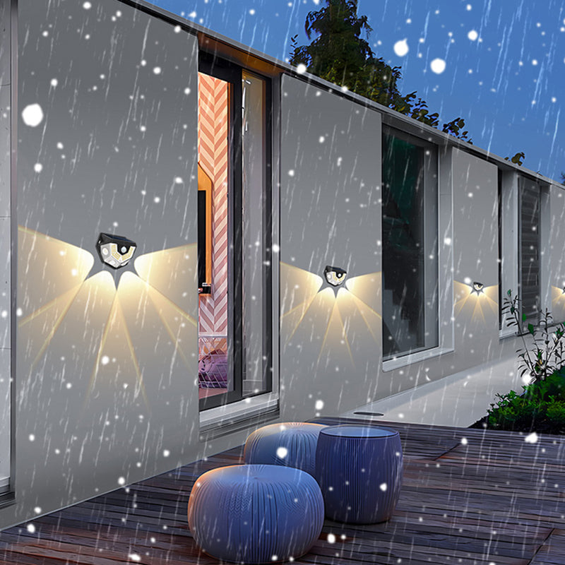 Modern Art Deco Waterproof Solar ABS PC Semicircle LED Wall Sconce Lamp for Outdoor Patio
