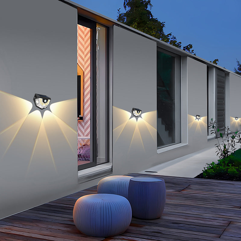 Modern Art Deco Waterproof Solar ABS PC Semicircle LED Wall Sconce Lamp for Outdoor Patio