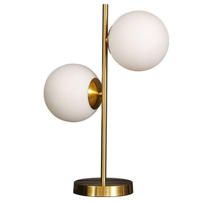 Contemporary Scandinavian Iron Glass Spherical 2-Light Table Lamp For Bedroom