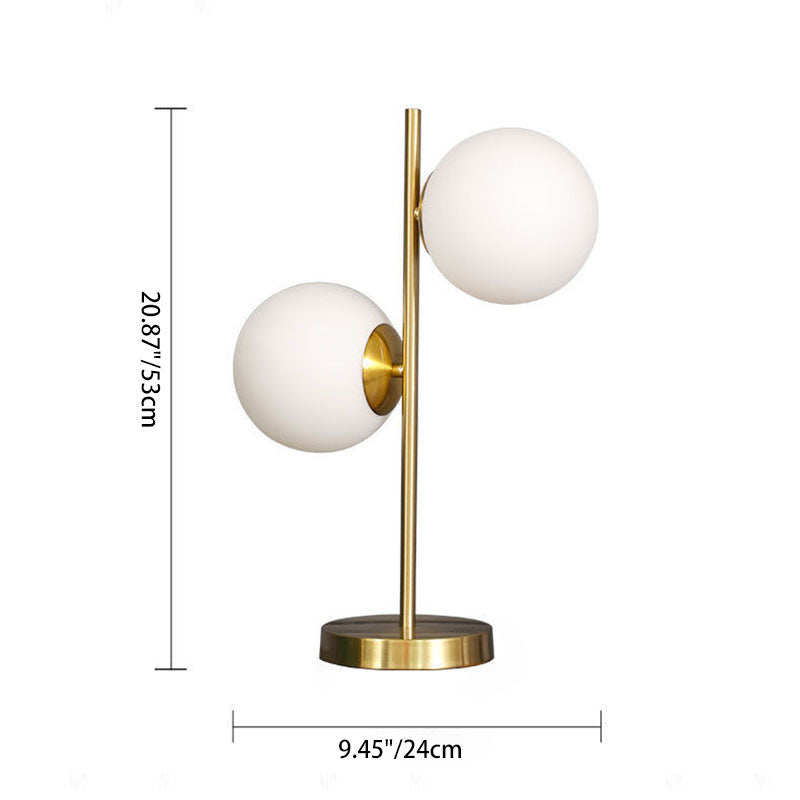 Contemporary Scandinavian Iron Glass Spherical 2-Light Table Lamp For Bedroom
