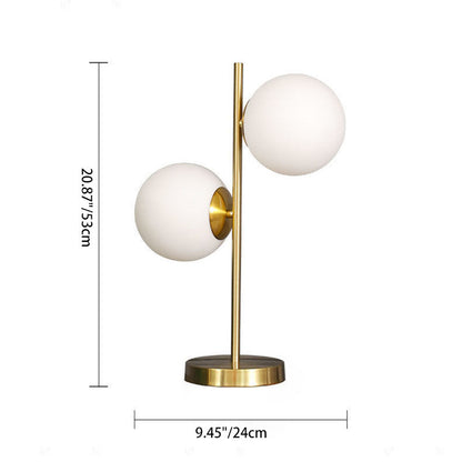 Contemporary Scandinavian Iron Glass Spherical 2-Light Table Lamp For Bedroom