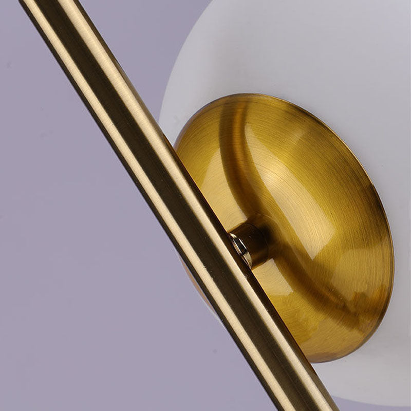 Contemporary Scandinavian Iron Glass Spherical 2-Light Table Lamp For Bedroom