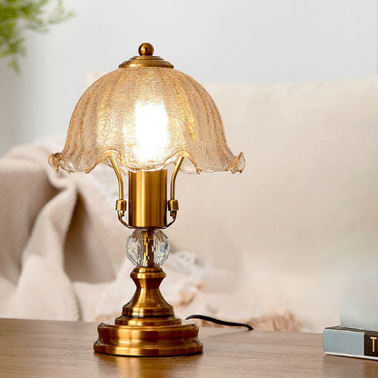 Traditional French Metal Glass Umbrella 1-Light Table Lamp For Bedroom