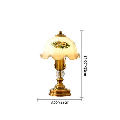 Traditional French Metal Glass Umbrella 1-Light Table Lamp For Bedroom