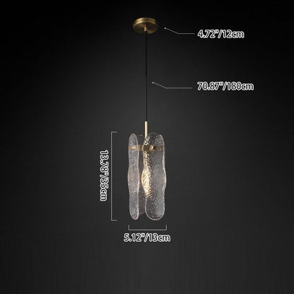 Modern Luxury Copper Glass Linear 1/2 Light Pendant Light For Living Room
