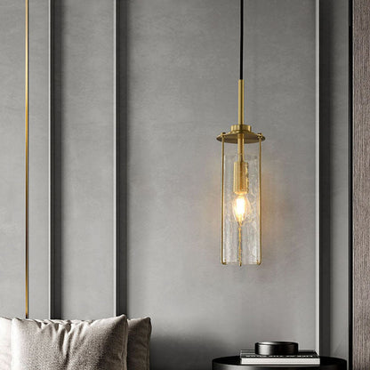 Modern Luxury Copper Glass Striped Linear 1/2 Light Pendant Light For Bedroom