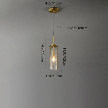 Modern Luxury Copper Glass Striped Linear 1/2 Light Pendant Light For Bedroom