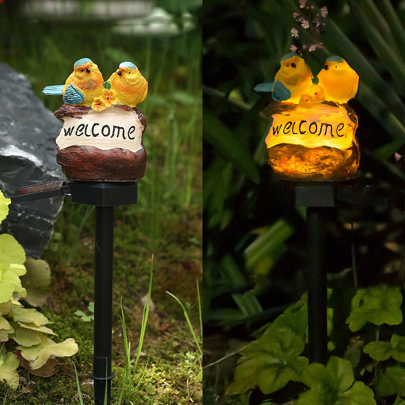 Modern Art Deco Waterproof Solar PP Resin Bird Decorative LED Landscape Lighting Outdoor Light For Garden