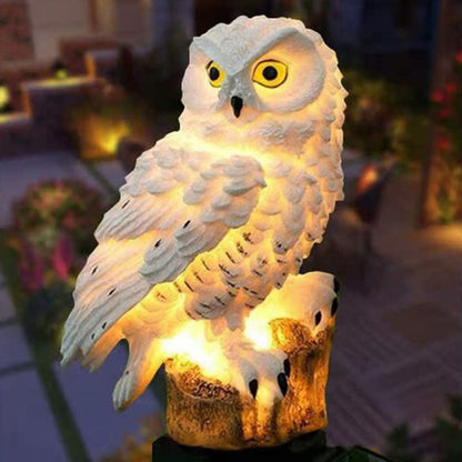 Modern Art Deco Waterproof Solar Resin PP Owl LED Landscape Lighting Outdoor Light For Outdoor Patio