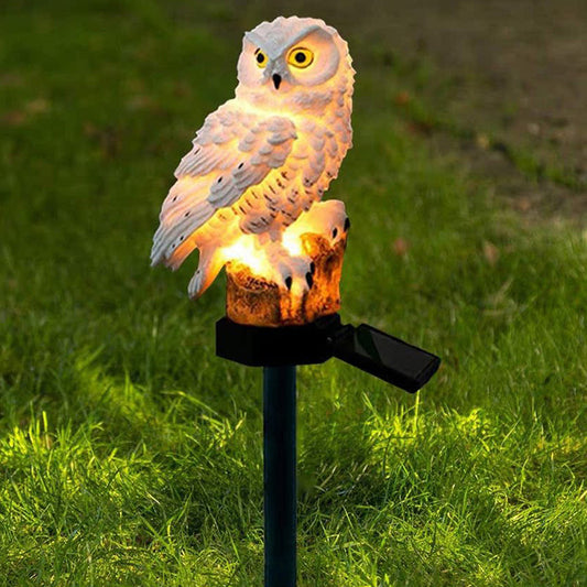 Modern Art Deco Waterproof Solar Resin PP Owl LED Landscape Lighting Outdoor Light For Outdoor Patio