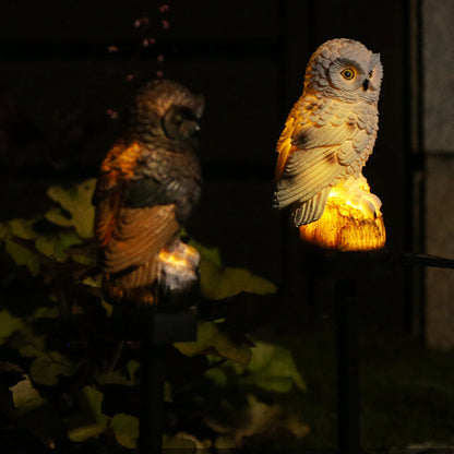 Modern Art Deco Waterproof Solar Resin PP Owl LED Landscape Lighting Outdoor Light For Outdoor Patio