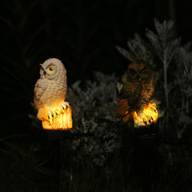 Modern Art Deco Waterproof Solar Resin PP Owl LED Landscape Lighting Outdoor Light For Outdoor Patio