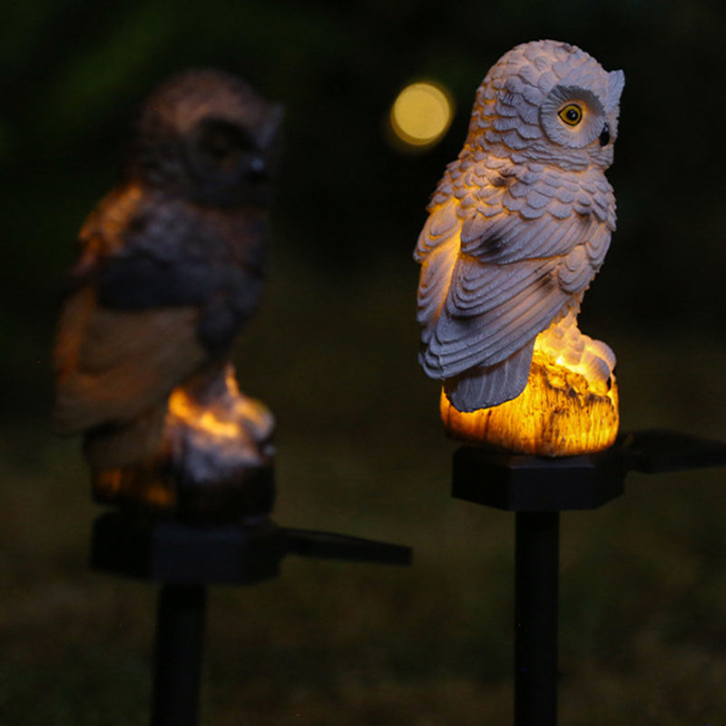 Modern Art Deco Waterproof Solar Resin PP Owl LED Landscape Lighting Outdoor Light For Outdoor Patio