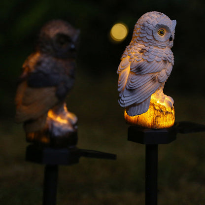 Modern Art Deco Waterproof Solar Resin PP Owl LED Landscape Lighting Outdoor Light For Outdoor Patio