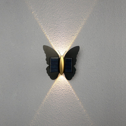 Modern Art Deco Waterproof Solar ABS Plastic Butterfly LED Wall Sconce Lamp For Outdoor Patio