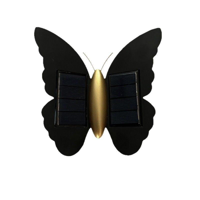 Modern Art Deco Waterproof Solar ABS Plastic Butterfly LED Wall Sconce Lamp For Outdoor Patio