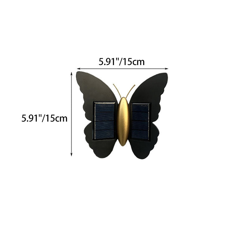 Modern Art Deco Waterproof Solar ABS Plastic Butterfly LED Wall Sconce Lamp For Outdoor Patio