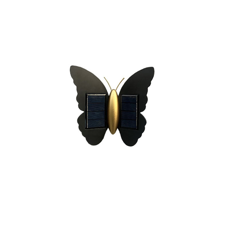 Modern Art Deco Waterproof Solar ABS Plastic Butterfly LED Wall Sconce Lamp For Outdoor Patio