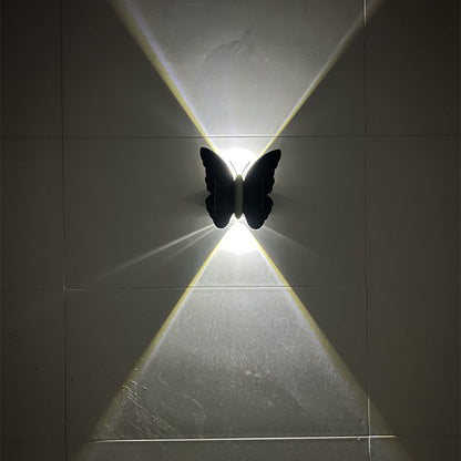 Modern Art Deco Waterproof Solar ABS Plastic Butterfly LED Wall Sconce Lamp For Outdoor Patio