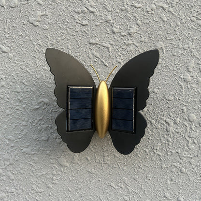 Modern Art Deco Waterproof Solar ABS Plastic Butterfly LED Wall Sconce Lamp For Outdoor Patio