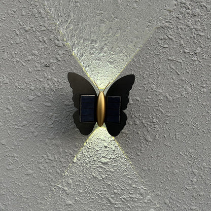 Modern Art Deco Waterproof Solar ABS Plastic Butterfly LED Wall Sconce Lamp For Outdoor Patio