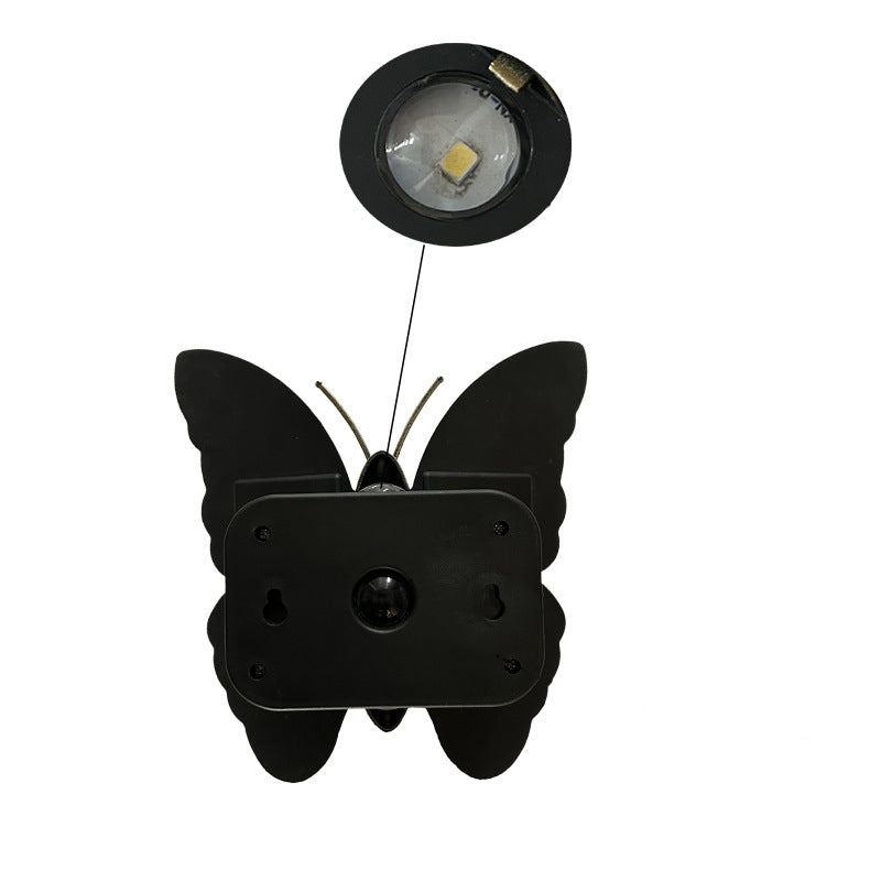 Modern Art Deco Waterproof Solar ABS Plastic Butterfly LED Wall Sconce Lamp For Outdoor Patio