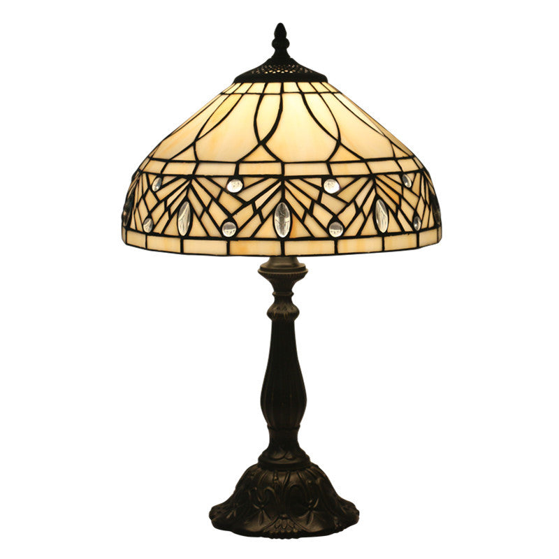 Contemporary Tiffany Resin Metal Glass Umbrella Shape 1-Light Table Lamp For Bedroom