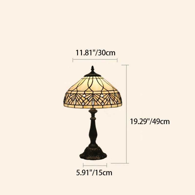 Contemporary Tiffany Resin Metal Glass Umbrella Shape 1-Light Table Lamp For Bedroom