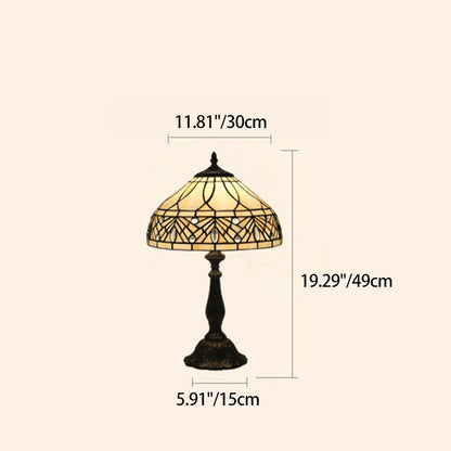 Contemporary Tiffany Resin Metal Glass Umbrella Shape 1-Light Table Lamp For Bedroom