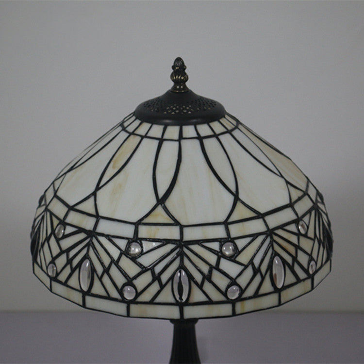 Contemporary Tiffany Resin Metal Glass Umbrella Shape 1-Light Table Lamp For Bedroom