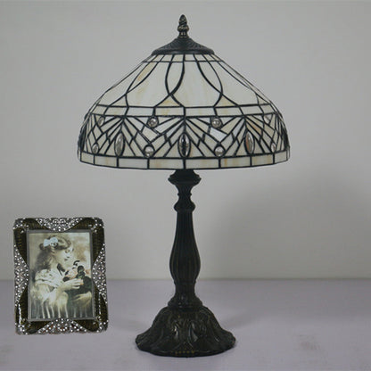 Contemporary Tiffany Resin Metal Glass Umbrella Shape 1-Light Table Lamp For Bedroom