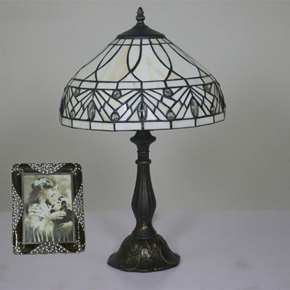 Contemporary Tiffany Resin Metal Glass Umbrella Shape 1-Light Table Lamp For Bedroom