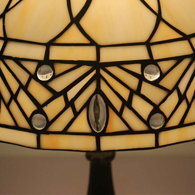 Contemporary Tiffany Resin Metal Glass Umbrella Shape 1-Light Table Lamp For Bedroom