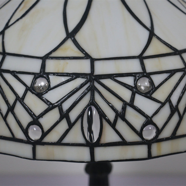Contemporary Tiffany Resin Metal Glass Umbrella Shape 1-Light Table Lamp For Bedroom