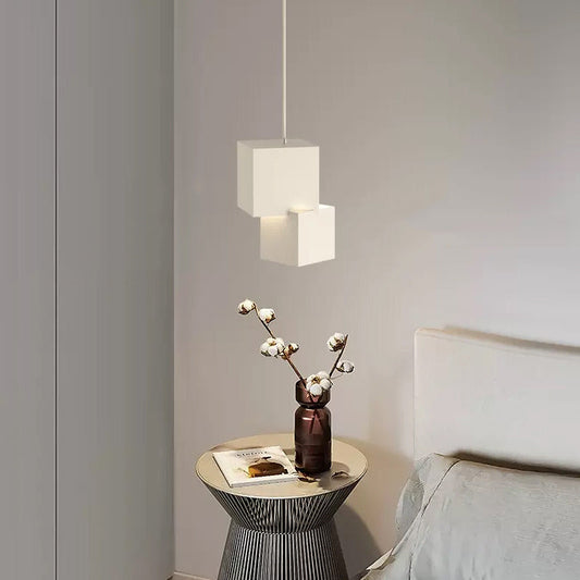 Modern Minimalist Aluminum Iron Square LED Pendant Light For Bedroom