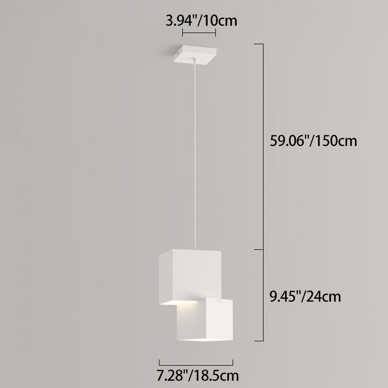 Modern Minimalist Aluminum Iron Square LED Pendant Light For Bedroom