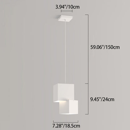 Modern Minimalist Aluminum Iron Square LED Pendant Light For Bedroom