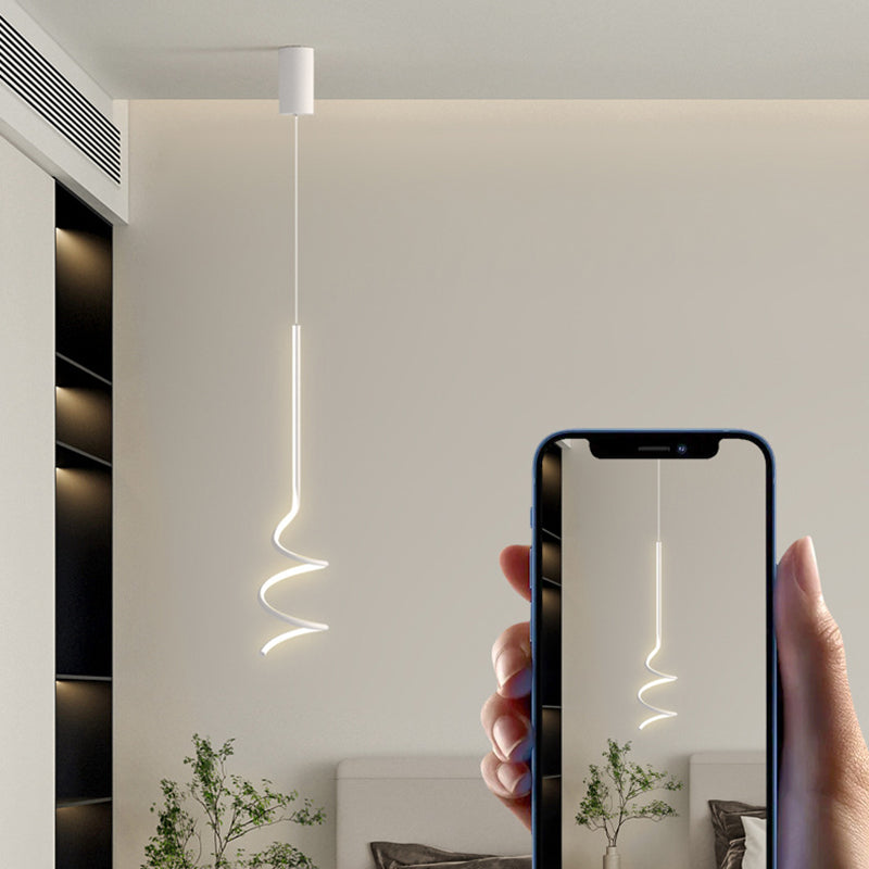 Modern Minimalist Aluminum Iron Square LED Pendant Light For Bedroom
