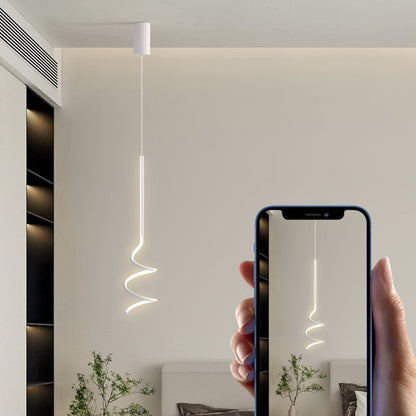 Modern Minimalist Aluminum Iron Square LED Pendant Light For Bedroom