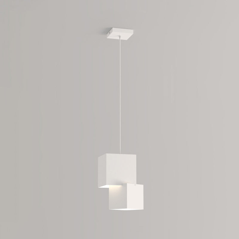 Modern Minimalist Aluminum Iron Square LED Pendant Light For Bedroom