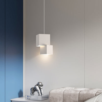 Modern Minimalist Aluminum Iron Square LED Pendant Light For Bedroom