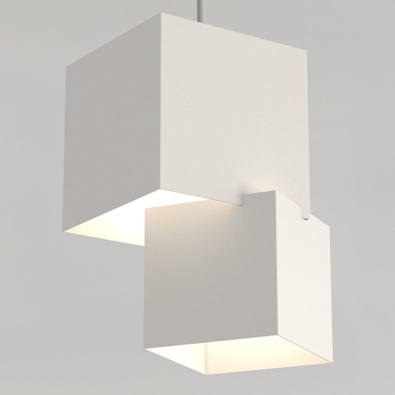 Modern Minimalist Aluminum Iron Square LED Pendant Light For Bedroom